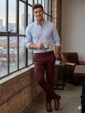 J.Crew 484 Slim-Fit Stretch Chino Pants Mens 30x32 Burgundy Maroon Re-Imagined